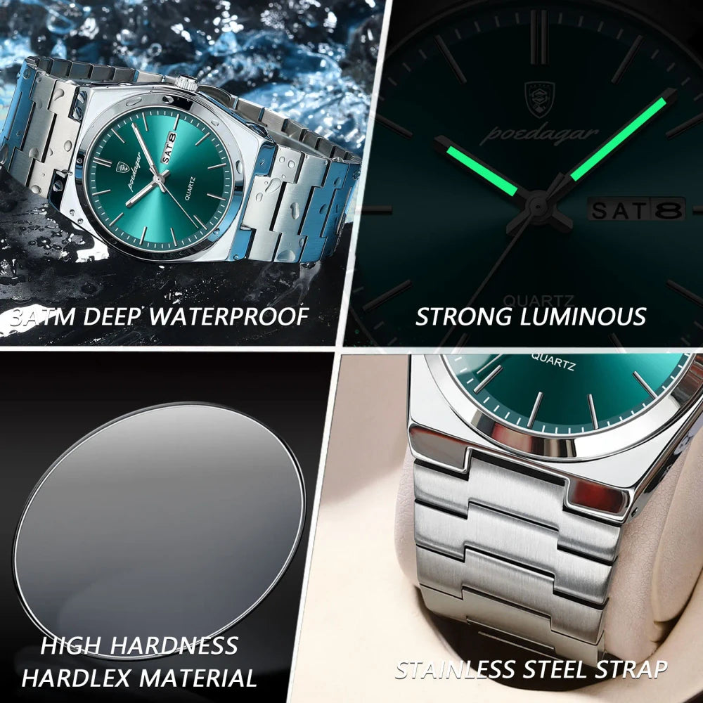 Reloj de Cuarzo de Acero Inoxidable POEDAGAR Tu tienda rápida