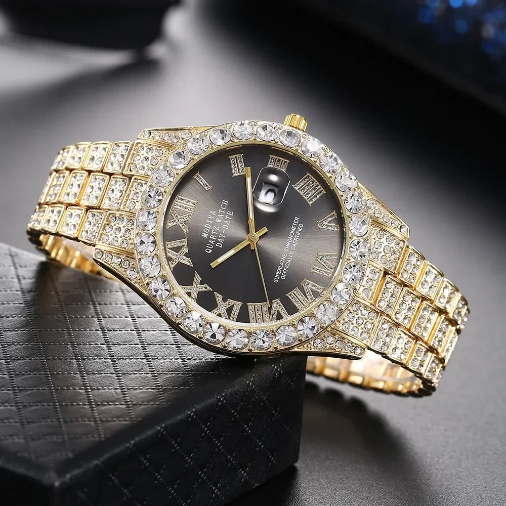 Reloj de Cuarzo Dorado con Diamantes Tu tienda rápida