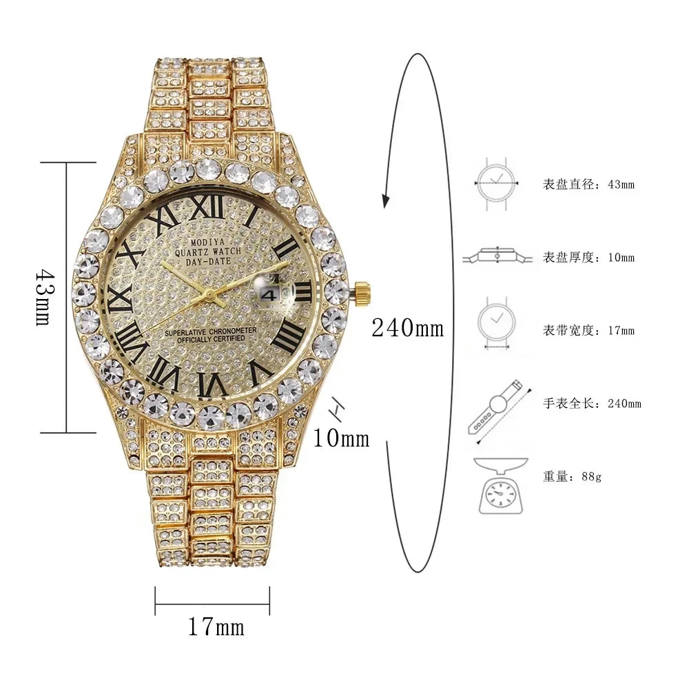 Reloj de Cuarzo Dorado con Diamantes Tu tienda rápida