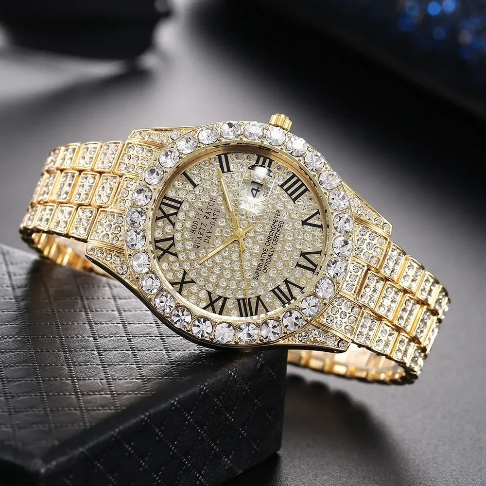 Reloj de Cuarzo Dorado con Diamantes Tu tienda rápida