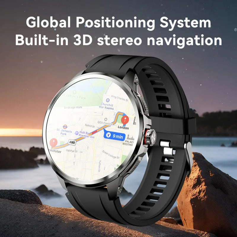 5G Smartwatch with 1.95-Inch HD Display, 720x720 Resolution, 8GB RAM, 128GB Storage, Video Call Capability, Google Play, WiFi, GPS, and SIM Card Support