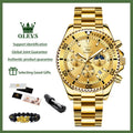 2870 Men's Luxury Chronograph Watch with Moon Phase and Calendar - Original Quartz Steel Timepiece with Large Rotating Dial