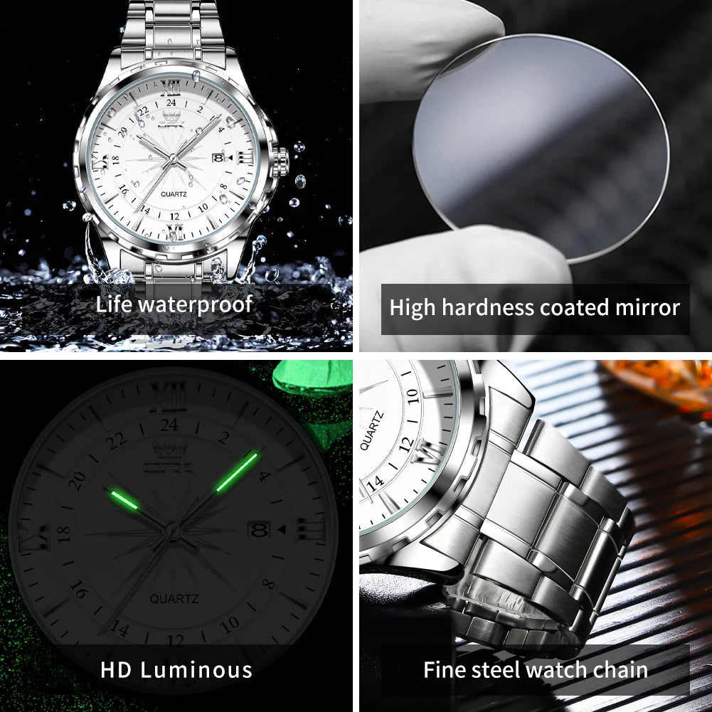 Reloj de cuarzo para hombre con doble calendario y correa de acero marca OPK 6003 Tu tienda rápida