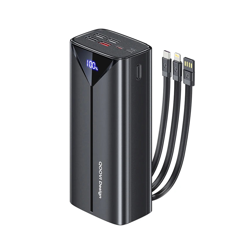QOOVI-Banco de energía de 30000mah, Cable incorporado de carga rápida de 22,5 W, cargador portátil de batería grande externa para iPhone, Samsung y Xiaomi Tu tienda rápida