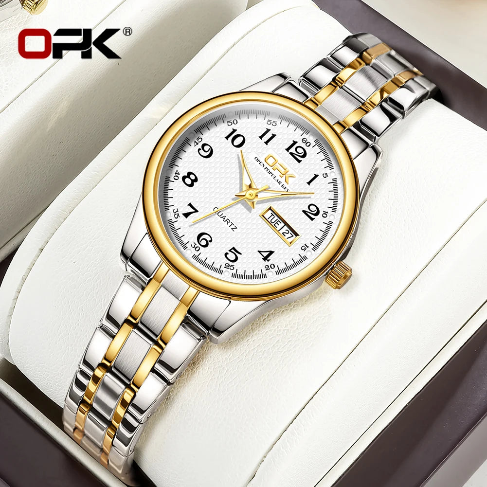 Elevate Your Style with the OPK 8110 Women's Quartz Watch - A Luxurious Waterproof Timepiece with Stainless Steel Elegance