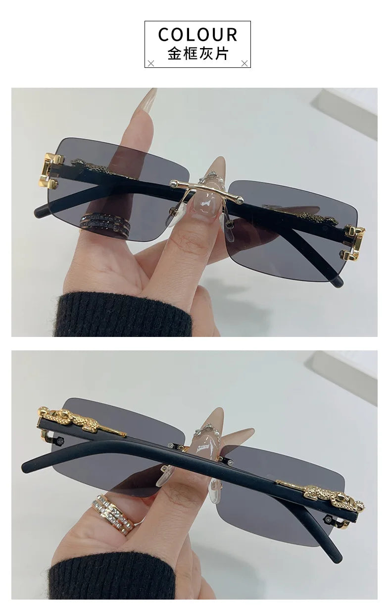 1 unidad de gafas de sol a la moda para hombres y mujeres, gafas de sol rectangulares sin marco personalizadas para la vida diaria, gafas de sol vintage para hombre Tu tienda rápida