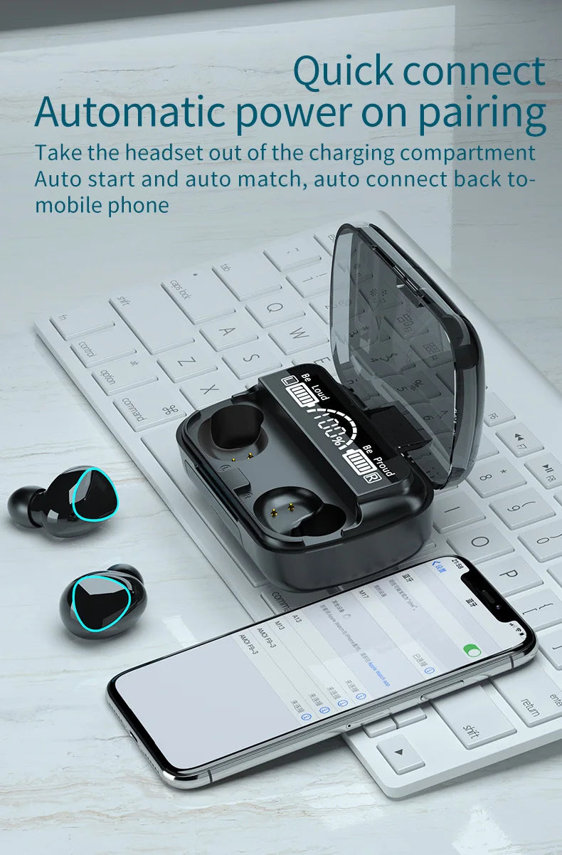 Nueva llegada M10 auriculares inalámbricos de alta calidad auriculares con sonido perfecto juego deportivo música BT auriculares con banco de energía Tu tienda rápida