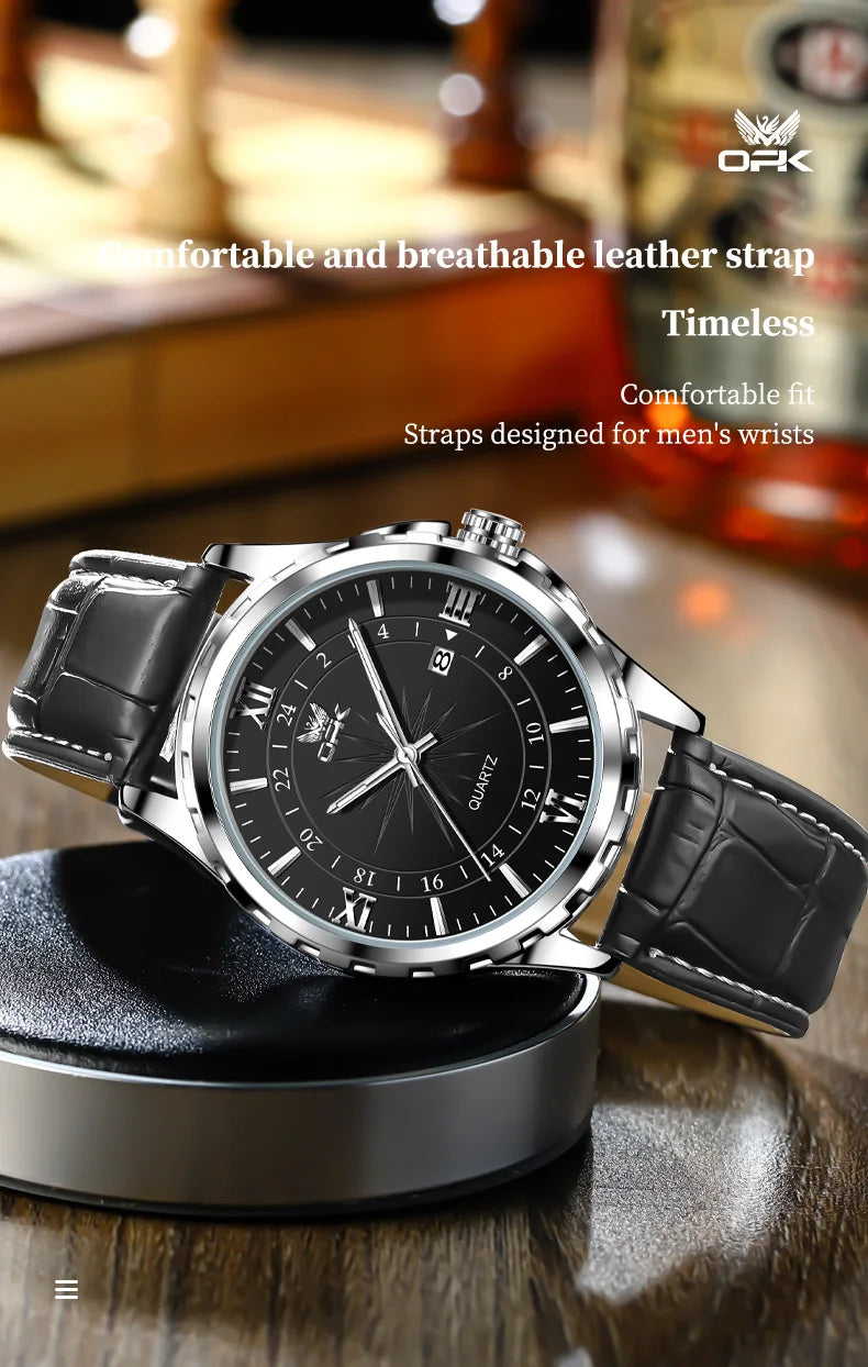 Reloj de cuarzo para hombre con doble calendario y correa de acero marca OPK 6003 Tu tienda rápida