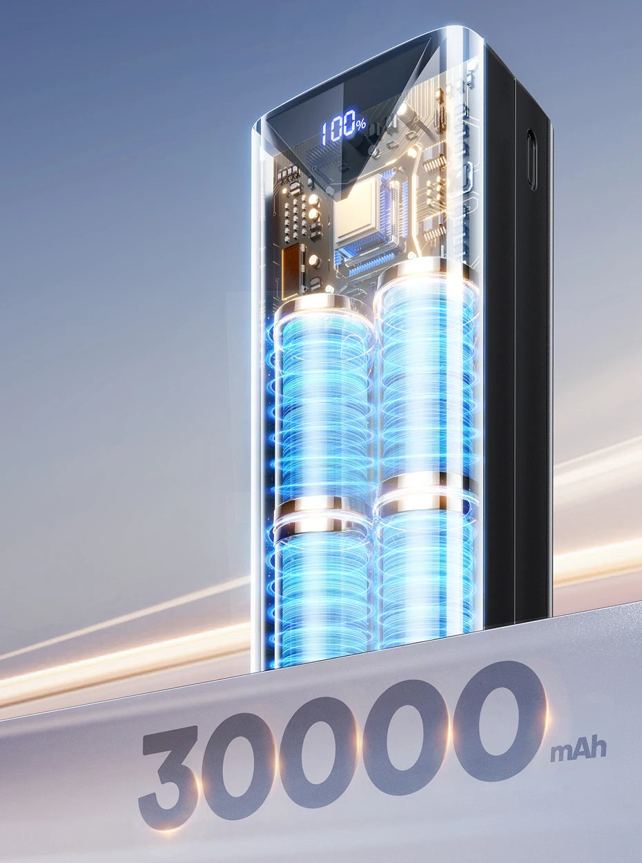 QOOVI-Banco de energía de 30000mah, Cable incorporado de carga rápida de 22,5 W, cargador portátil de batería grande externa para iPhone, Samsung y Xiaomi Tu tienda rápida