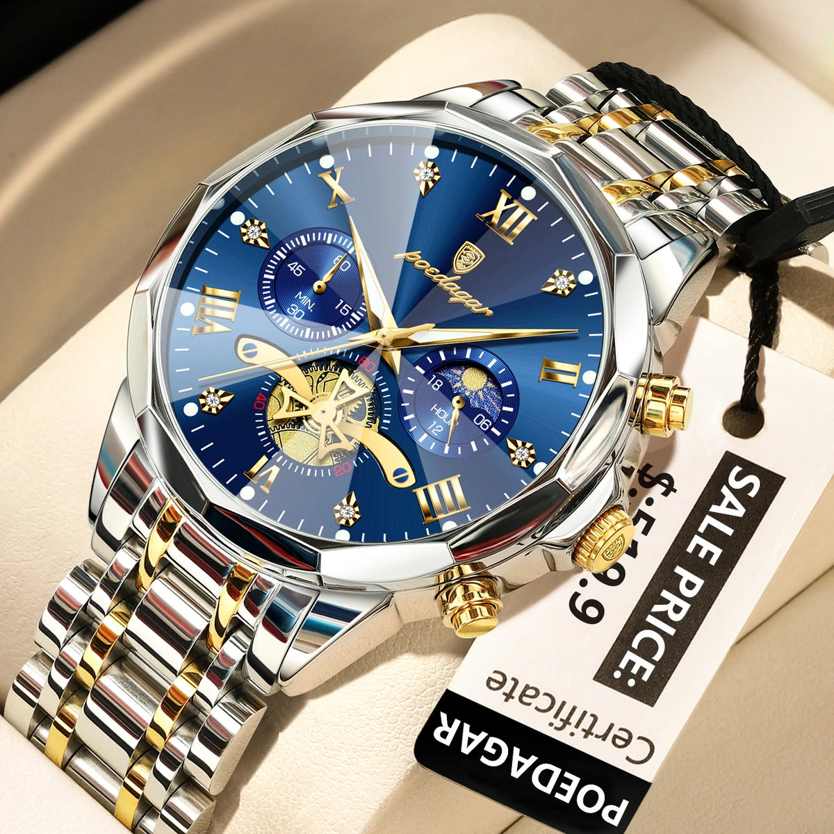 Elevate Your Style with the Luxury Men's Waterproof Chronograph Watch Featuring a Luminous Dial and Durable Stainless Steel Design