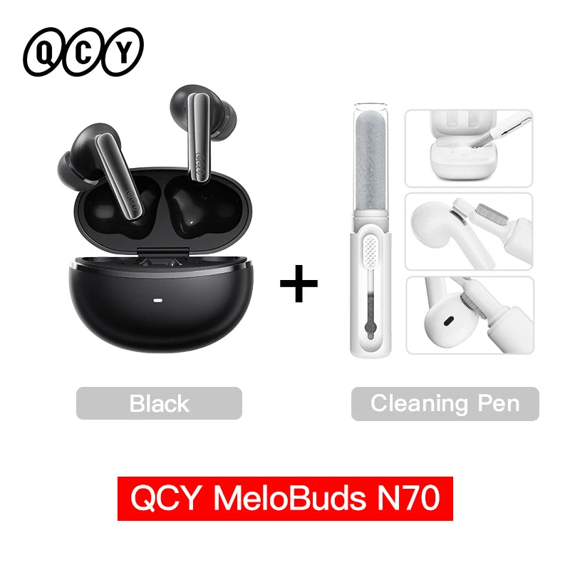 QCY MeloBuds N70 ANC Auriculares inalámbricos Bluetooth 6.0 con cancelación de ruido adaptativa, audio LDAC de alta resolución, 6 micrófonos, 50 horas de reproducción, carga inalámbrica, detección intraaural Tu tienda rápida