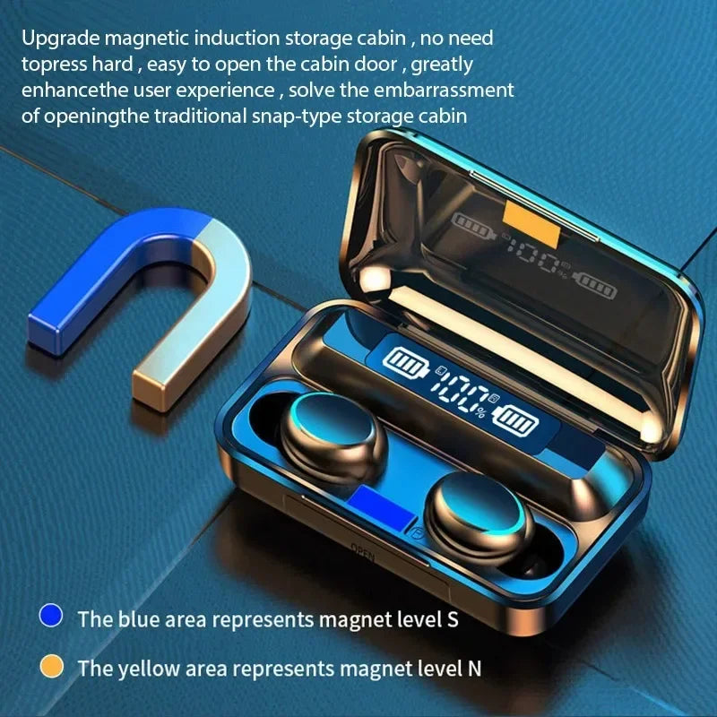 Auriculares inalámbricos F9 LED Dislpaly Binaural TWS Auriculares inalámbricos con Bluetooth auriculares Bluetooth con reducción de ruido impermeables Tu tienda rápida