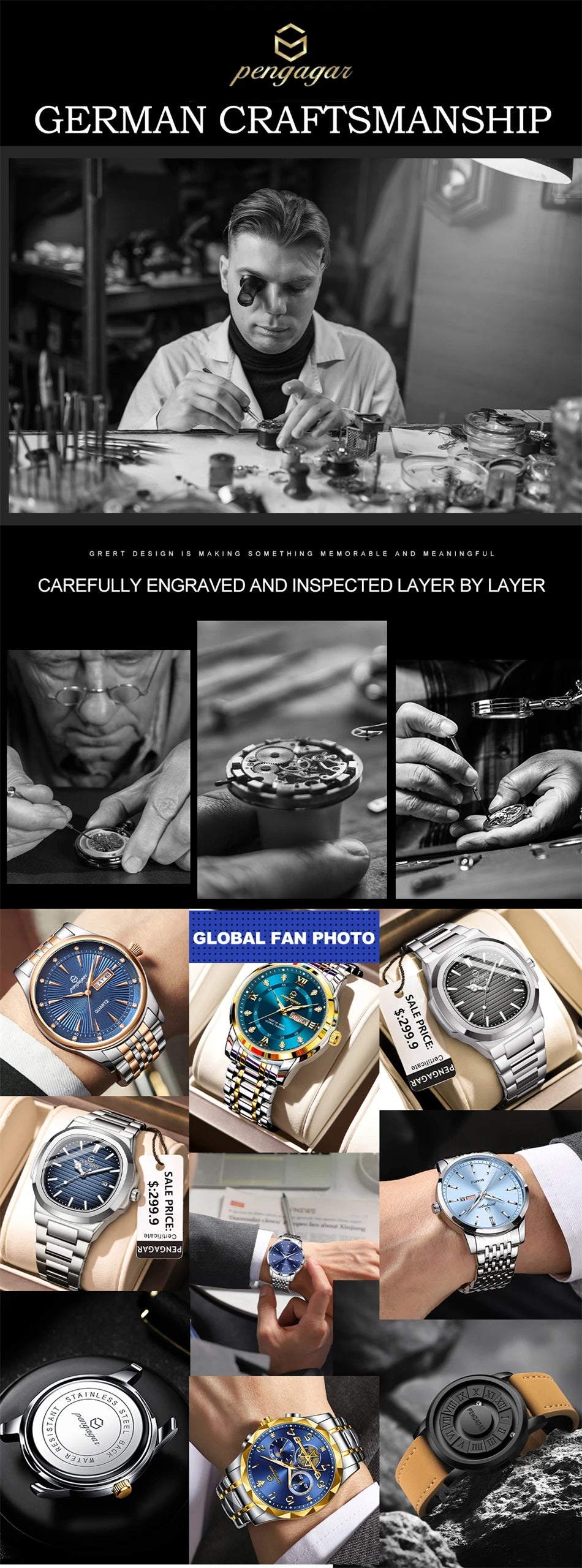 Reloj de pulsera PAAZOMU de cuarzo de lujo para hombre, relojes deportivos para hombre, Reloj luminoso resistente al agua con fecha y semana, Reloj de acero inoxidable para hombre + caja Tu tienda rápida
