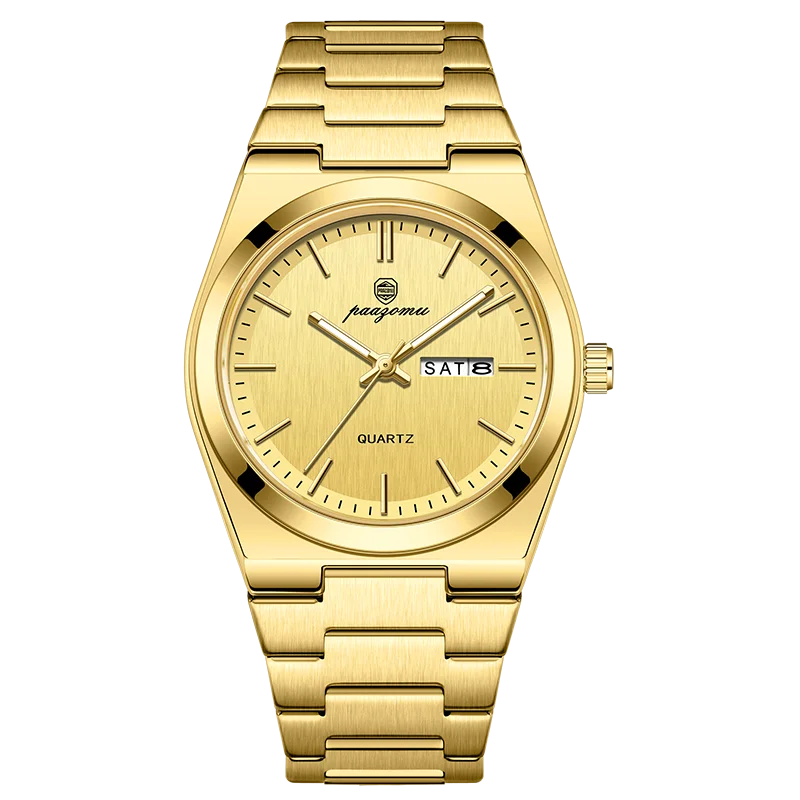 Reloj de pulsera PAAZOMU de cuarzo de lujo para hombre, relojes deportivos para hombre, Reloj luminoso resistente al agua con fecha y semana, Reloj de acero inoxidable para hombre + caja Tu tienda rápida