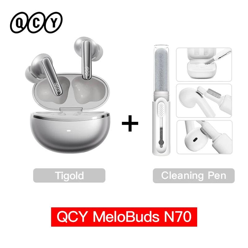 QCY MeloBuds N70 ANC Auriculares inalámbricos Bluetooth 6.0 con cancelación de ruido adaptativa, audio LDAC de alta resolución, 6 micrófonos, 50 horas de reproducción, carga inalámbrica, detección intraaural Tu tienda rápida