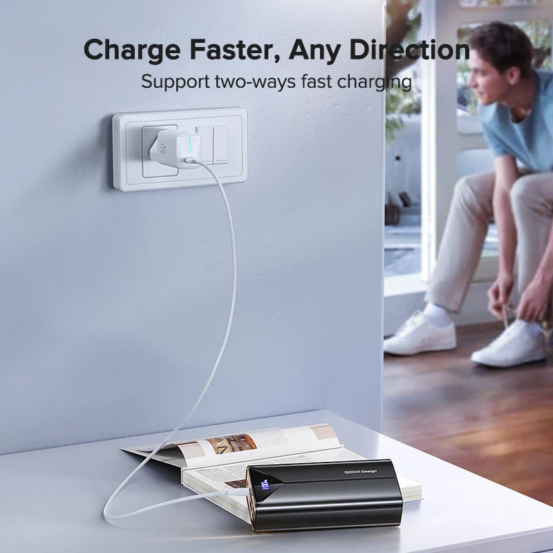QOOVI-Banco de energía de 30000mah, Cable incorporado de carga rápida de 22,5 W, cargador portátil de batería grande externa para iPhone, Samsung y Xiaomi Tu tienda rápida