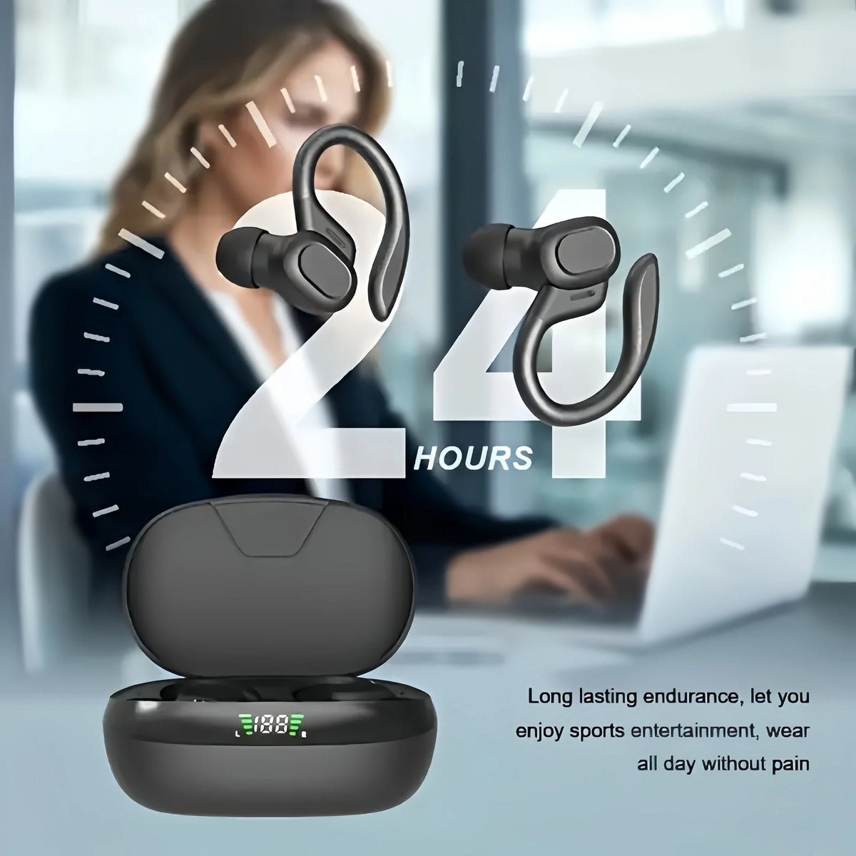 Auriculares inalámbricos verdaderos, auriculares Tws con micrófono, auriculares deportivos con clip, auriculares intrauditivos estéreo con pantalla LED Tu tienda rápida