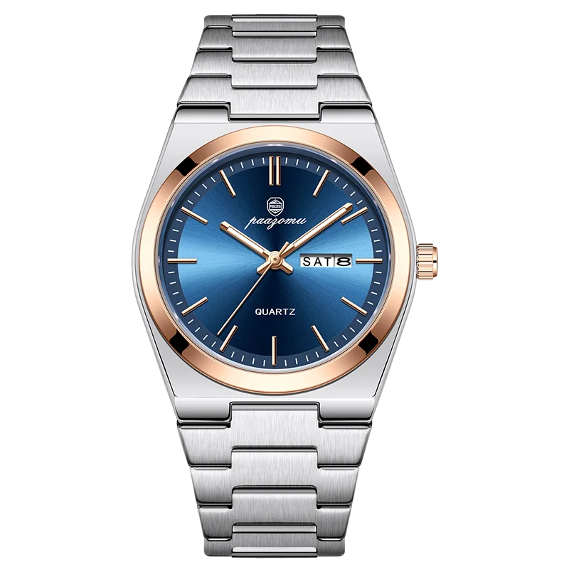 Reloj de pulsera PAAZOMU de cuarzo de lujo para hombre, relojes deportivos para hombre, Reloj luminoso resistente al agua con fecha y semana, Reloj de acero inoxidable para hombre + caja Tu tienda rápida