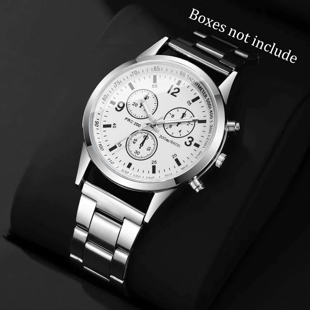 Reloj de cuarzo de negocios para Hombre a la moda, Reloj de pulsera con correa plateada de lujo, Reloj para Hombre (sin caja) Tu tienda rápida