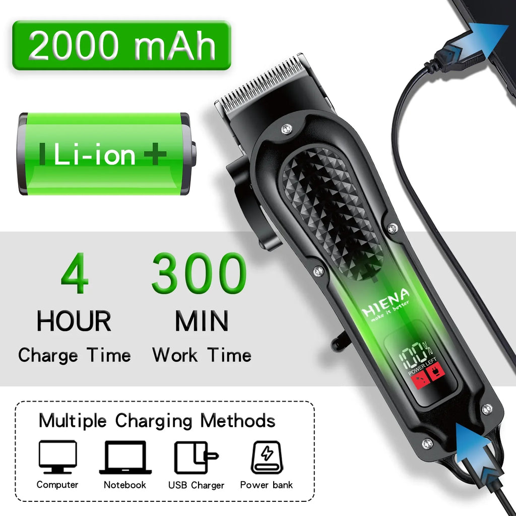 Hiena-cortadora de pelo eléctrica HYN-212 para hombres, herramienta de corte de barba inalámbrica, recargable, potente Tu tienda rápida