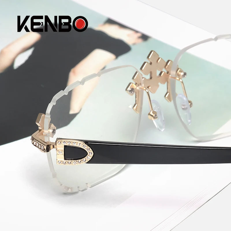 2025 gafas de sol cuadradas sin montura a la moda para mujer, montura de Metal con diamantes cruzados, gafas de lujo con lentes cortados UV400, gafas de sol Tu tienda rápida