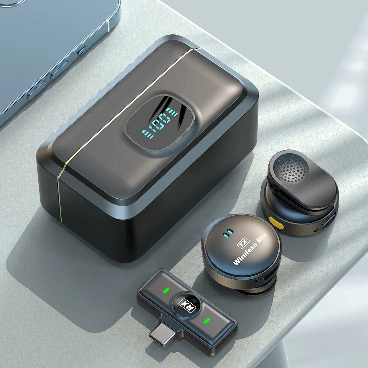 Micrófono Lavalier micrófono inalámbrico de 2,4 GHz micrófono de succión magnética con estuche de carga para grabación de vídeo Plug and Play Tu tienda rápida