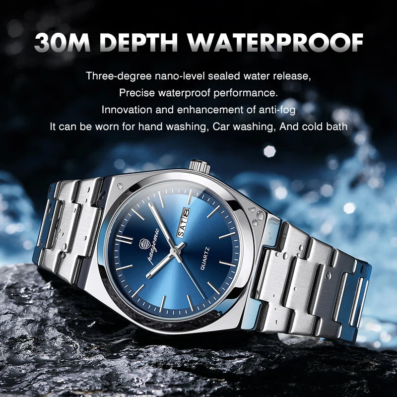 Reloj de pulsera PAAZOMU de cuarzo de lujo para hombre, relojes deportivos para hombre, Reloj luminoso resistente al agua con fecha y semana, Reloj de acero inoxidable para hombre + caja Tu tienda rápida