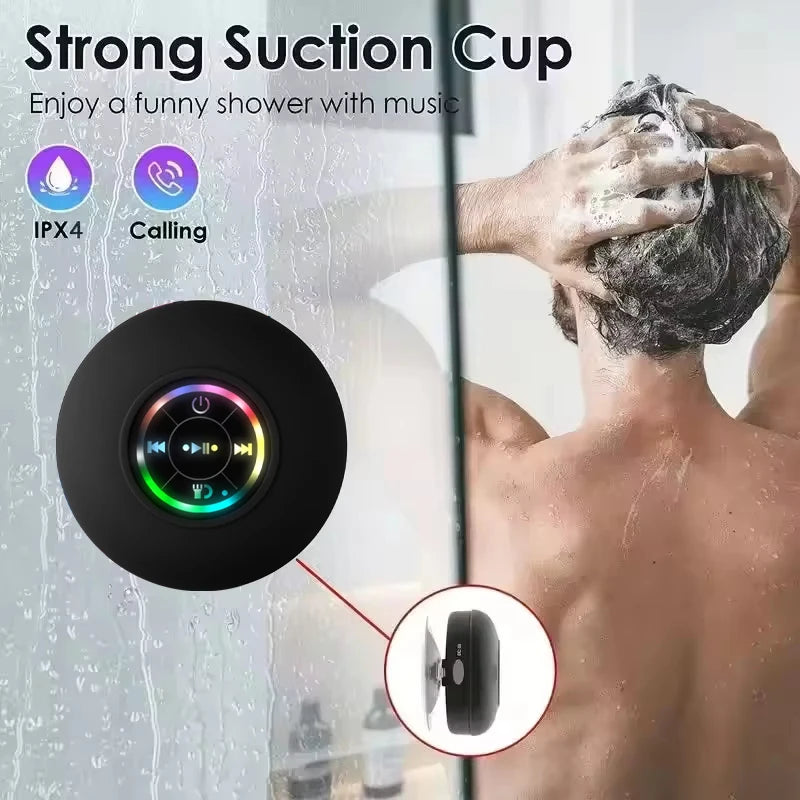Altavoz portátil inalámbrico con Bluetooth, luz LED IPX4, resistente al agua, para exteriores, baño, ventosa grande, caja de sonido estéreo Tu tienda rápida