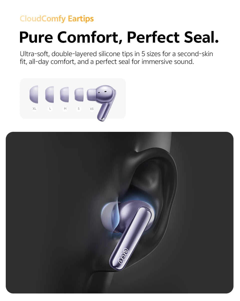 QCY MeloBuds N70 ANC Auriculares inalámbricos Bluetooth 6.0 con cancelación de ruido adaptativa, audio LDAC de alta resolución, 6 micrófonos, 50 horas de reproducción, carga inalámbrica, detección intraaural Tu tienda rápida