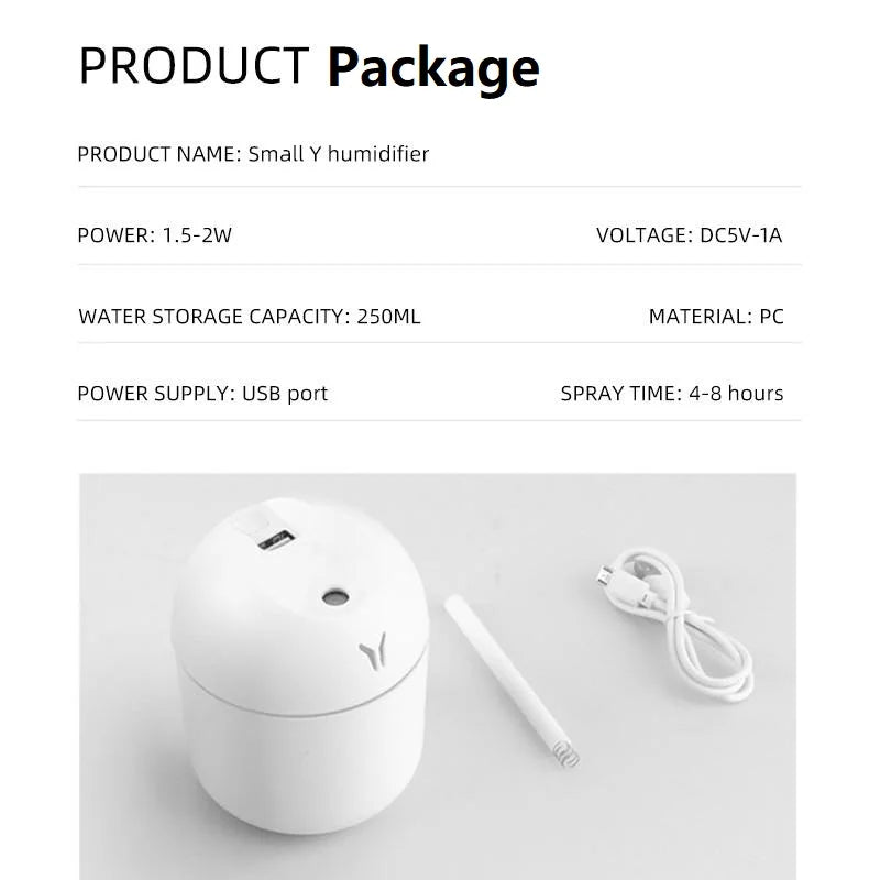 Mini humidificador de aire USB de 250ML, difusor de aceites esenciales aromáticos para el hogar y el coche, generador de niebla silencioso ultrasónico con lámpara LED de Color Tu tienda rápida