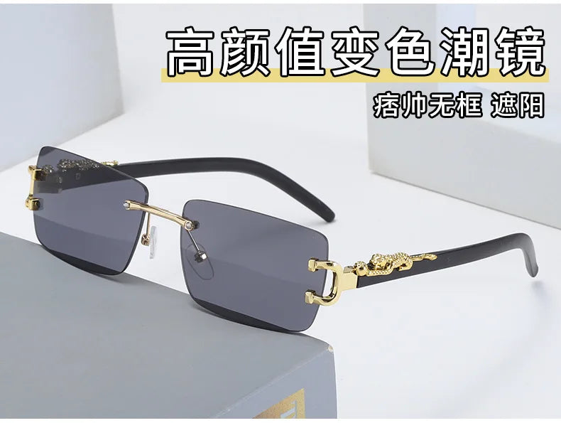 1 unidad de gafas de sol a la moda para hombres y mujeres, gafas de sol rectangulares sin marco personalizadas para la vida diaria, gafas de sol vintage para hombre Tu tienda rápida