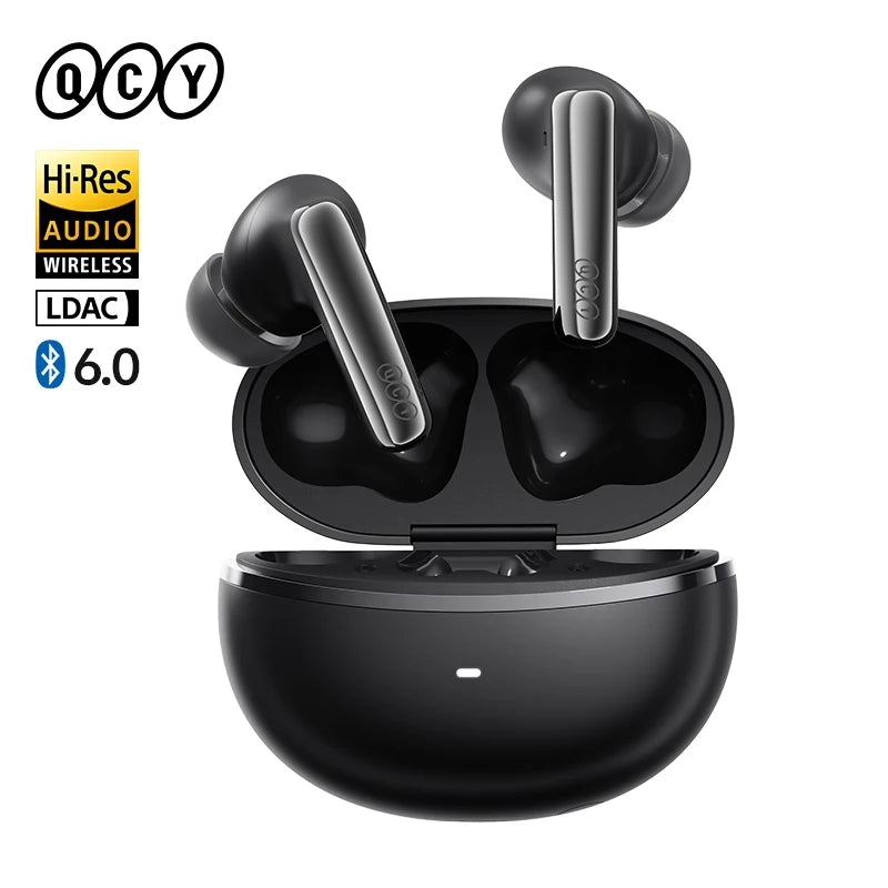 QCY MeloBuds N70 ANC Auriculares inalámbricos Bluetooth 6.0 con cancelación de ruido adaptativa, audio LDAC de alta resolución, 6 micrófonos, 50 horas de reproducción, carga inalámbrica, detección intraaural Tu tienda rápida