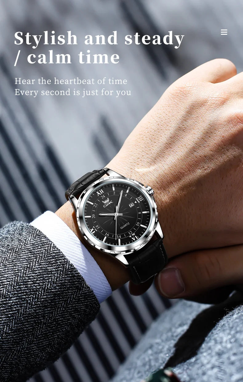 Reloj de cuarzo para hombre con doble calendario y correa de acero marca OPK 6003 Tu tienda rápida