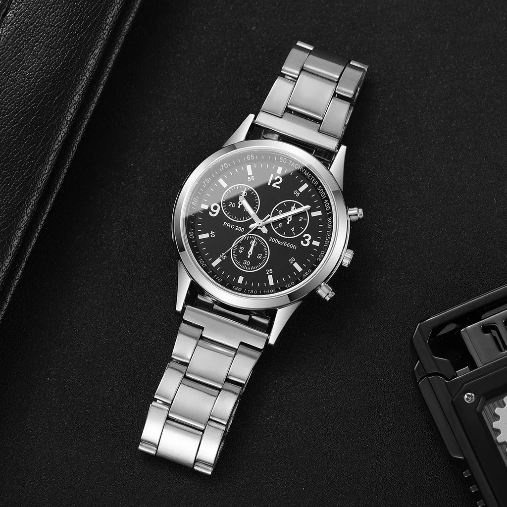 Reloj de cuarzo de negocios para Hombre a la moda, Reloj de pulsera con correa plateada de lujo, Reloj para Hombre (sin caja) Tu tienda rápida