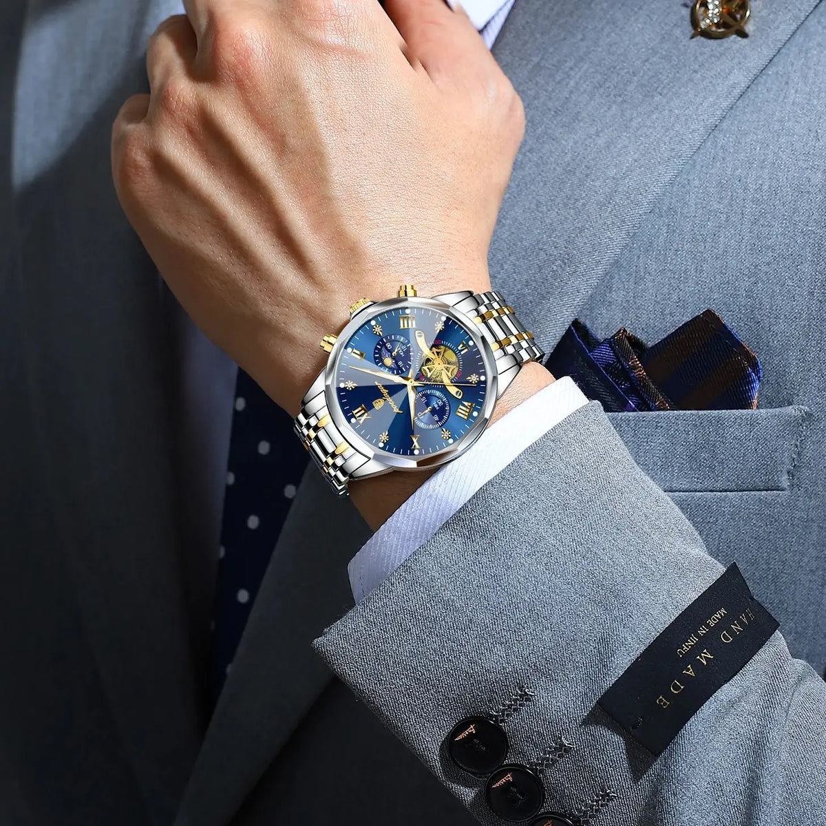 Elevate Your Style with the Luxury Men's Waterproof Chronograph Watch Featuring a Luminous Dial and Durable Stainless Steel Design