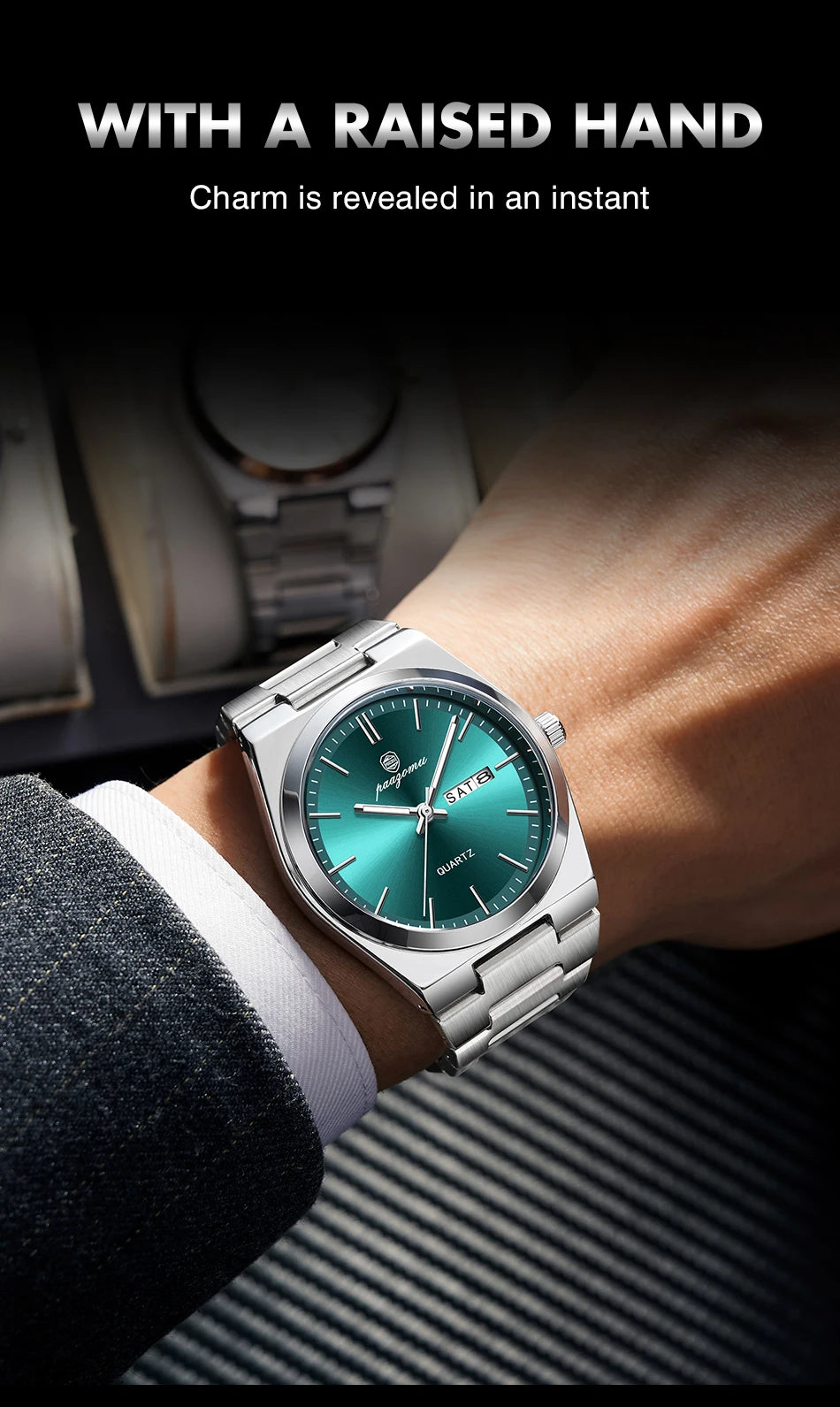 Reloj de pulsera PAAZOMU de cuarzo de lujo para hombre, relojes deportivos para hombre, Reloj luminoso resistente al agua con fecha y semana, Reloj de acero inoxidable para hombre + caja Tu tienda rápida