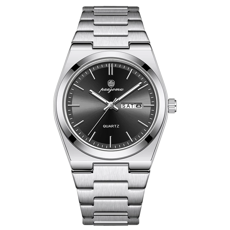 Reloj de pulsera PAAZOMU de cuarzo de lujo para hombre, relojes deportivos para hombre, Reloj luminoso resistente al agua con fecha y semana, Reloj de acero inoxidable para hombre + caja Tu tienda rápida