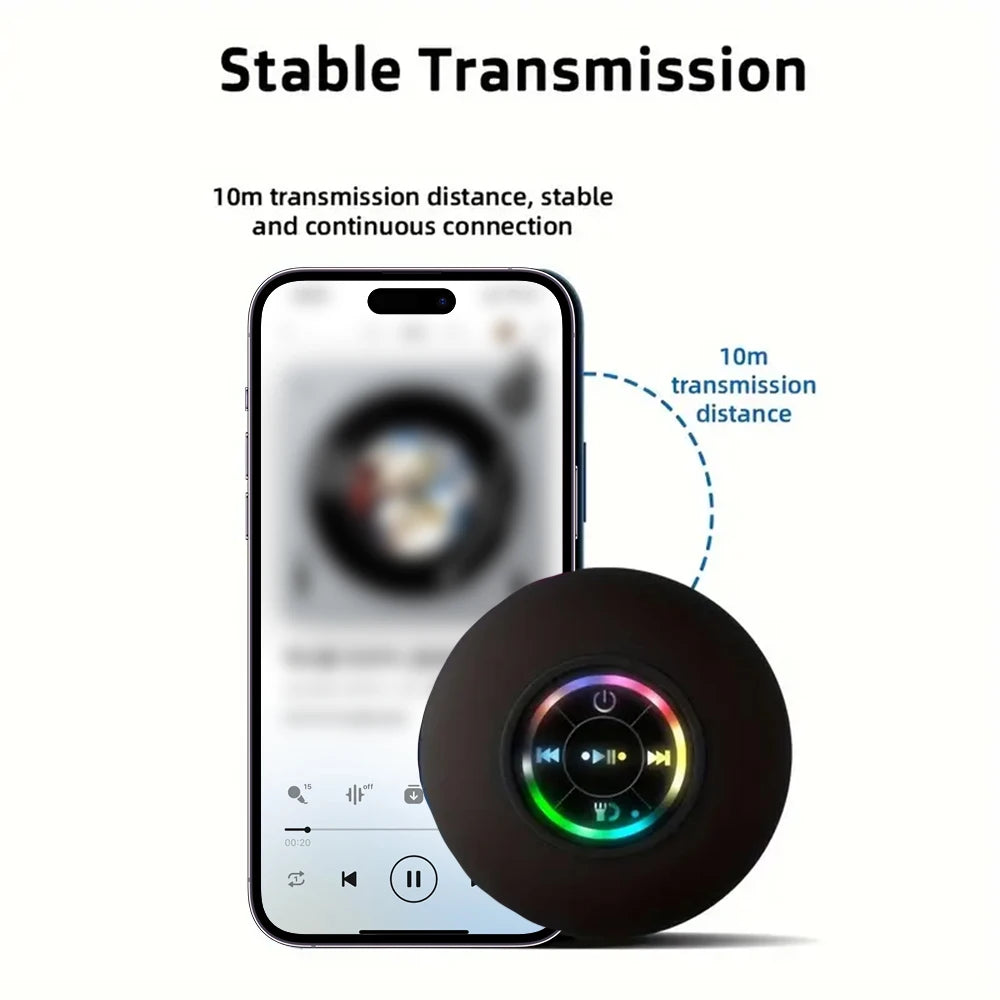 Altavoz portátil inalámbrico con Bluetooth, luz LED IPX4, resistente al agua, para exteriores, baño, ventosa grande, caja de sonido estéreo Tu tienda rápida