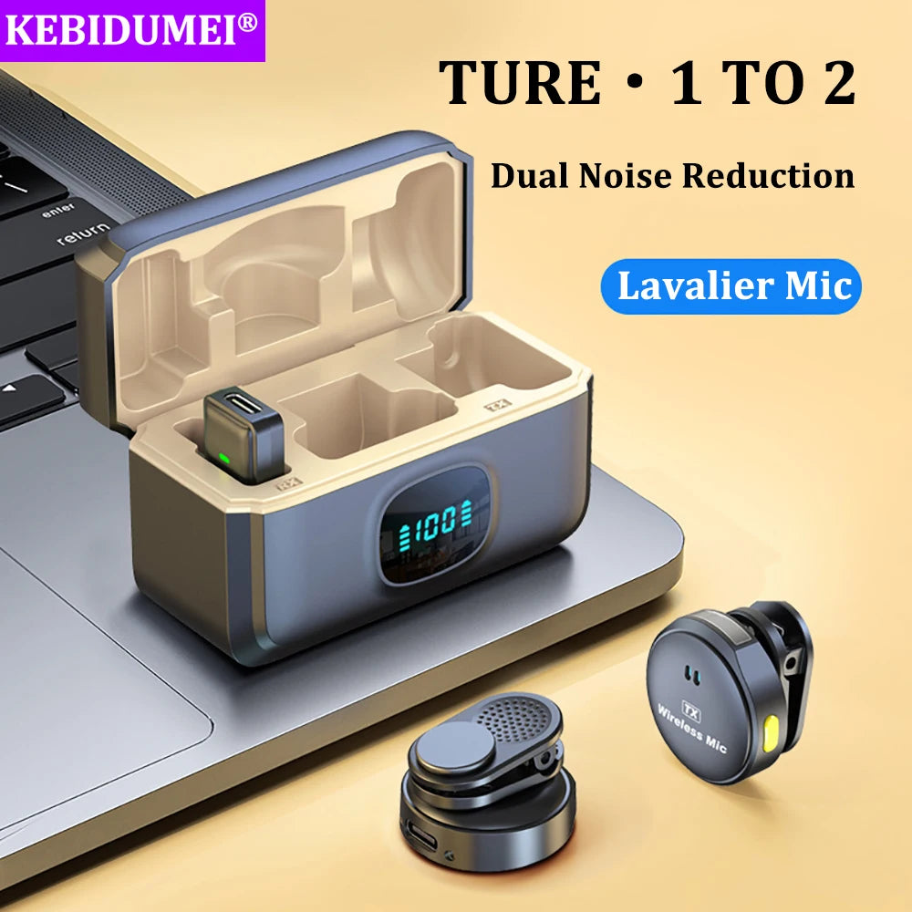 Micrófono Lavalier micrófono inalámbrico de 2,4 GHz micrófono de succión magnética con estuche de carga para grabación de vídeo Plug and Play Tu tienda rápida
