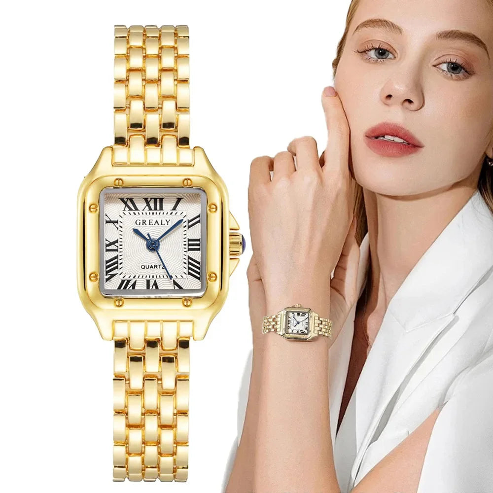 Relojes de lujo con diamantes de imitación para Mujer, Reloj de pulsera cuadrado de cuarzo a la moda, Reloj sencillo para Mujer Tu tienda rápida