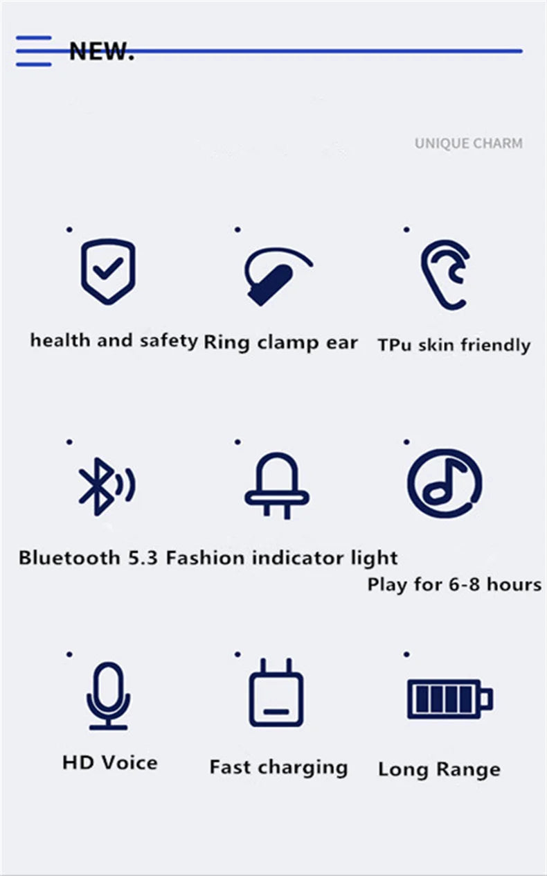 Auriculares Inalámbricos Bluetooth con Clip para la Oreja, Auriculares de Conducción Ósea de Alta Calidad, Auriculares Deportivos TWS con Cancelación de Ruido y Micrófono Tu tienda rápida