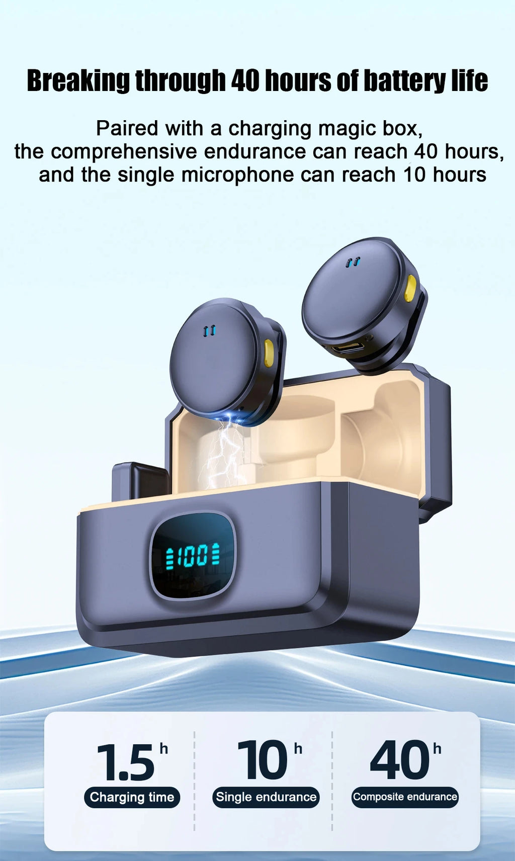 Micrófono Lavalier micrófono inalámbrico de 2,4 GHz micrófono de succión magnética con estuche de carga para grabación de vídeo Plug and Play Tu tienda rápida