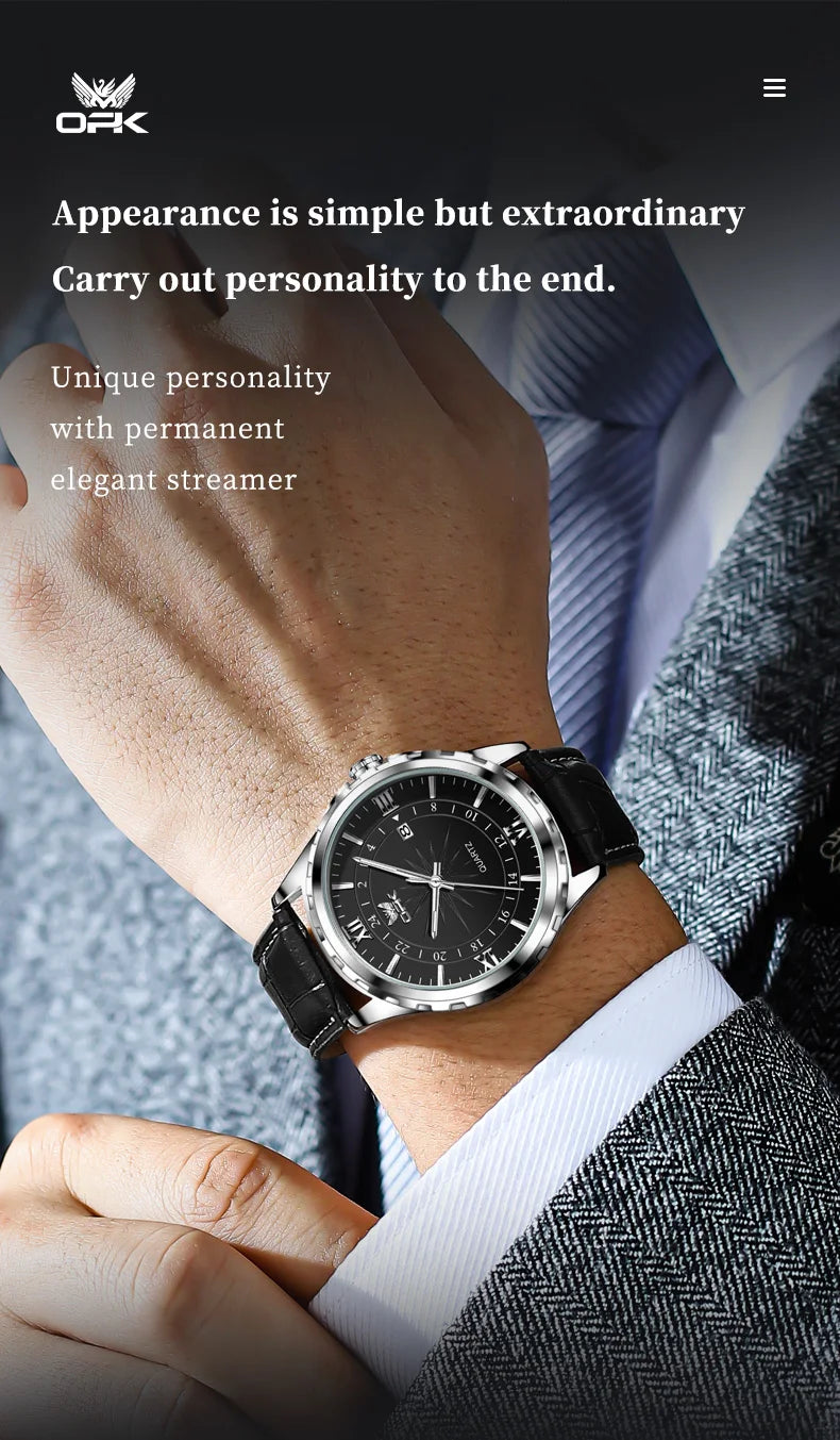 Reloj de cuarzo para hombre con doble calendario y correa de acero marca OPK 6003 Tu tienda rápida