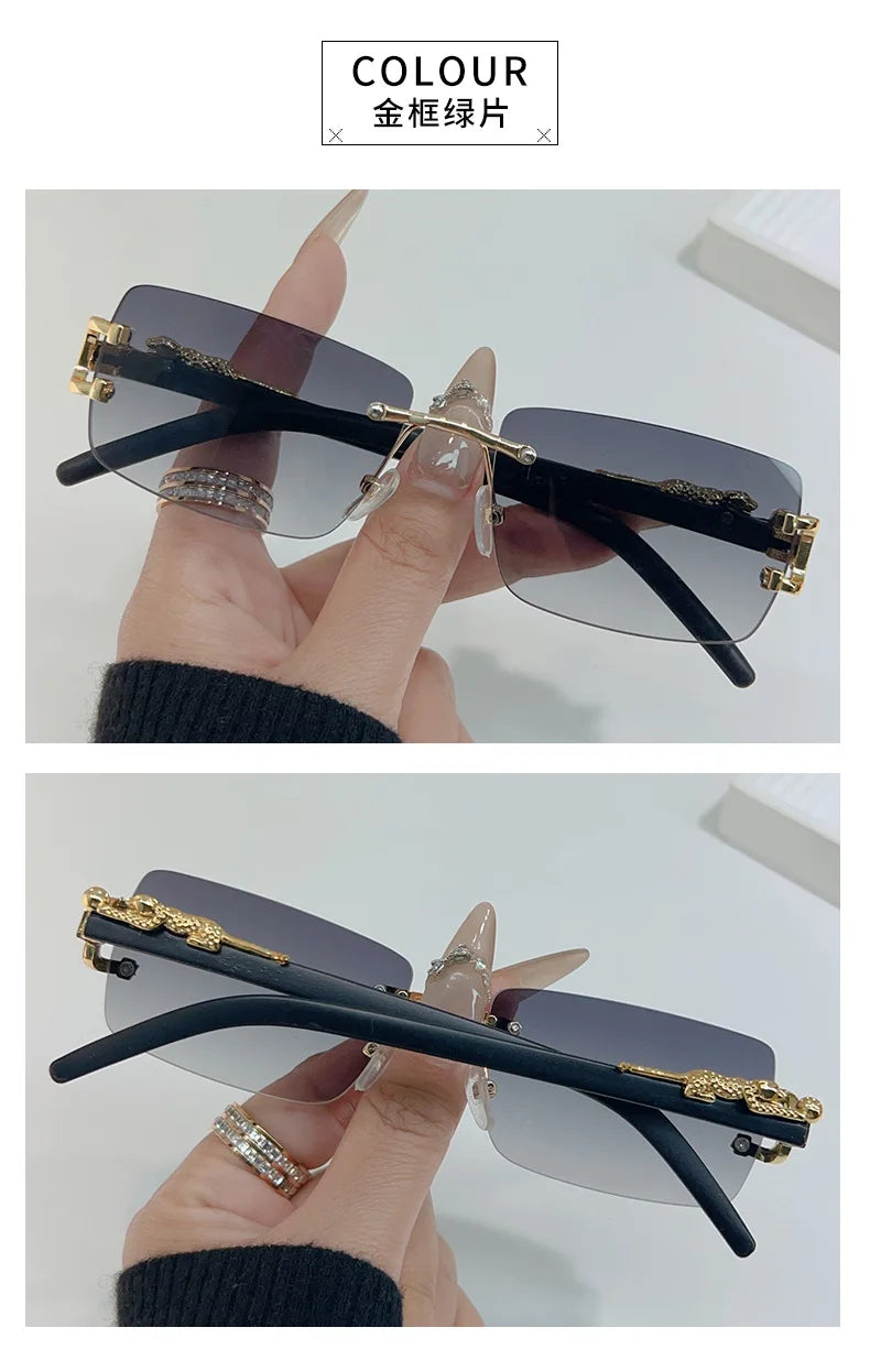 1 unidad de gafas de sol a la moda para hombres y mujeres, gafas de sol rectangulares sin marco personalizadas para la vida diaria, gafas de sol vintage para hombre Tu tienda rápida