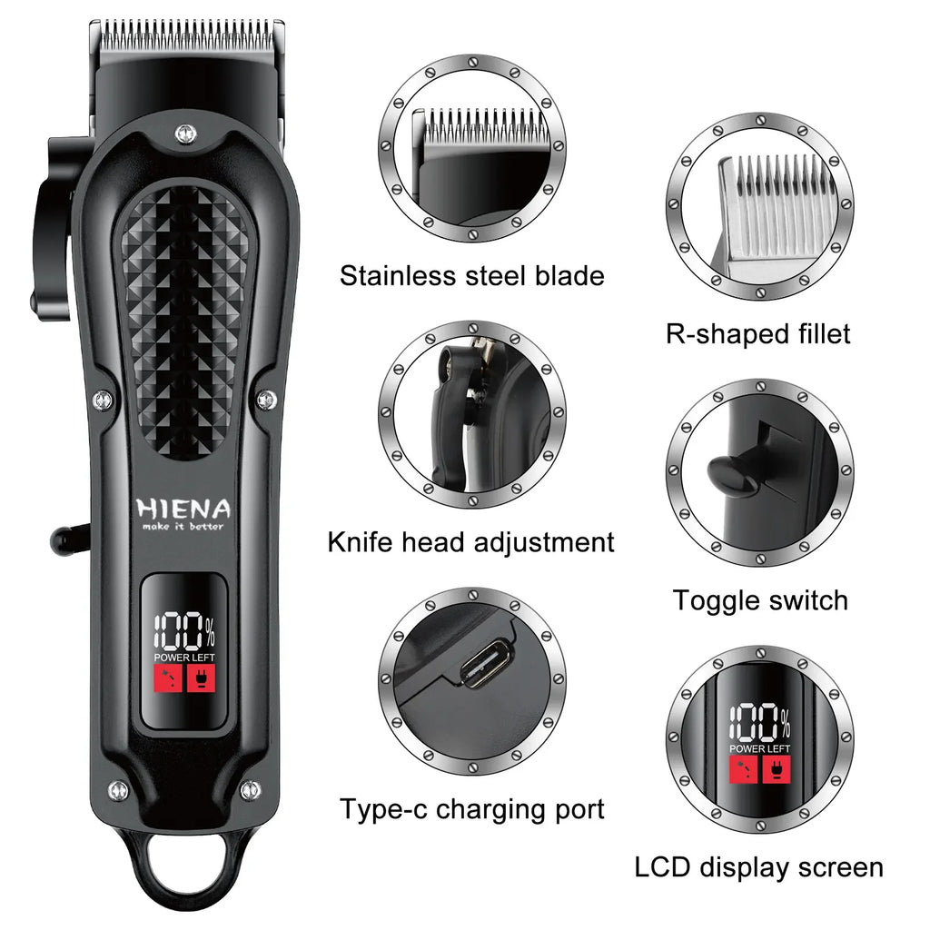 Hiena-cortadora de pelo eléctrica HYN-212 para hombres, herramienta de corte de barba inalámbrica, recargable, potente Tu tienda rápida
