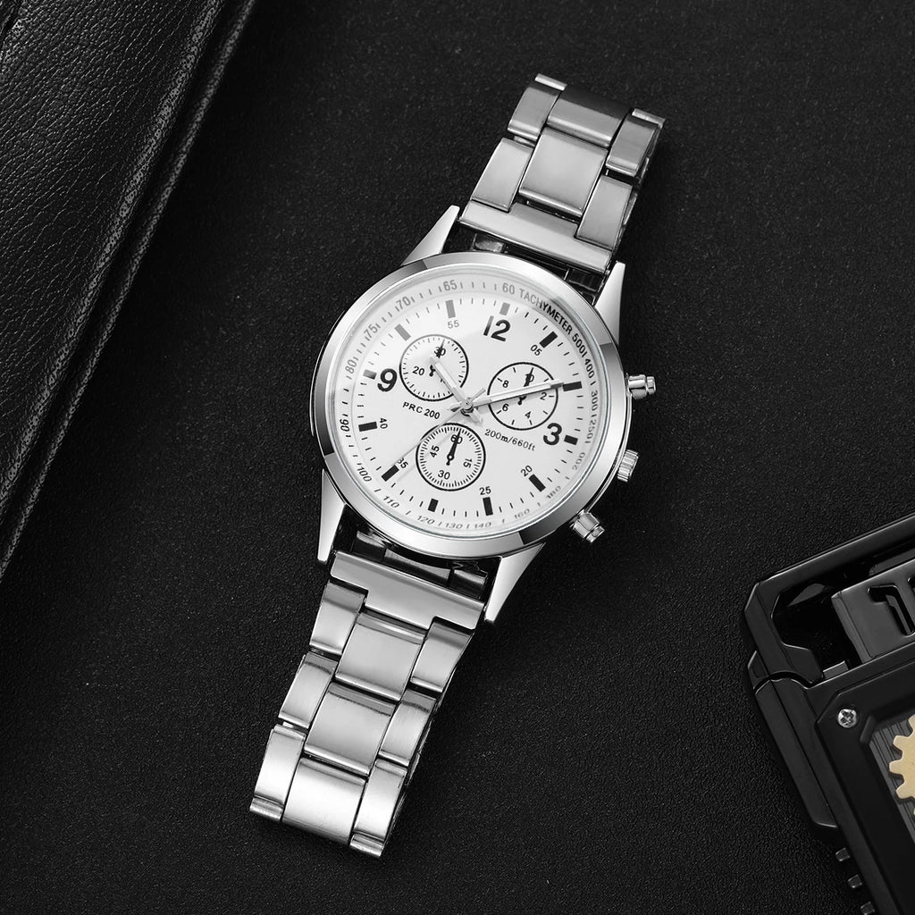 Reloj de cuarzo de negocios para Hombre a la moda, Reloj de pulsera con correa plateada de lujo, Reloj para Hombre (sin caja) Tu tienda rápida