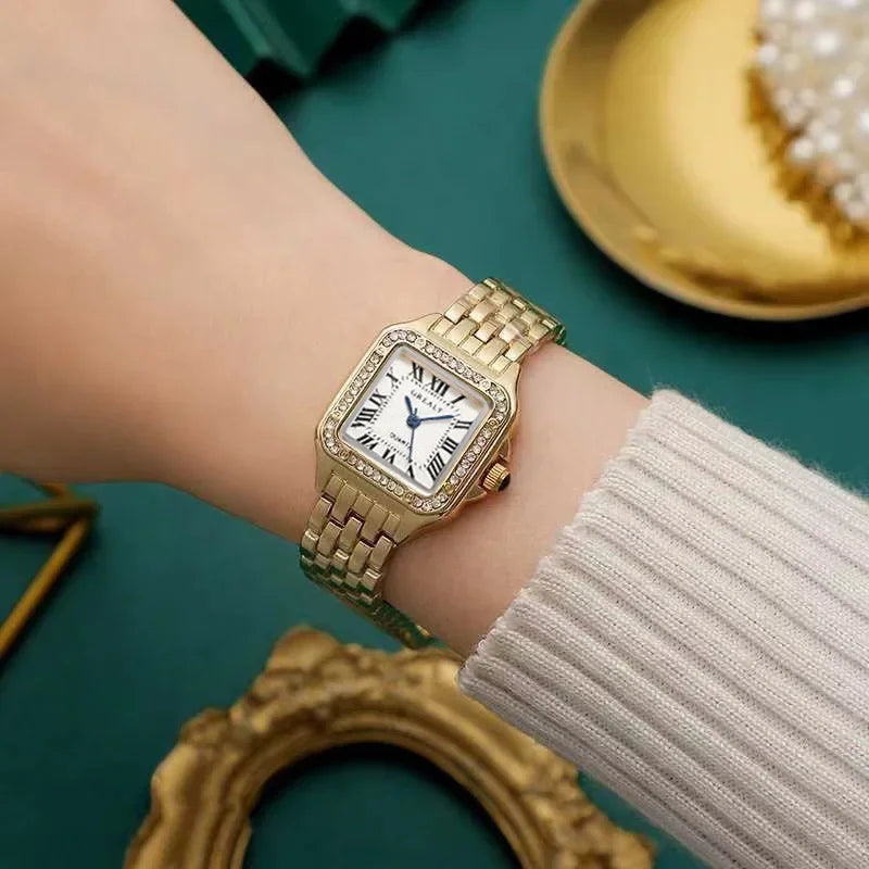 Relojes de lujo con diamantes de imitación para Mujer, Reloj de pulsera cuadrado de cuarzo a la moda, Reloj sencillo para Mujer Tu tienda rápida