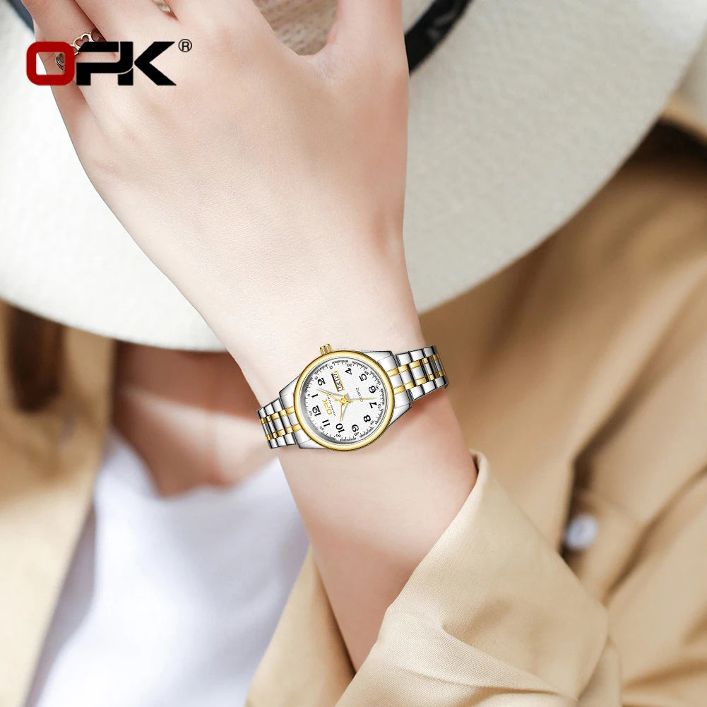 Elevate Your Style with the OPK 8110 Women's Quartz Watch - A Luxurious Waterproof Timepiece with Stainless Steel Elegance