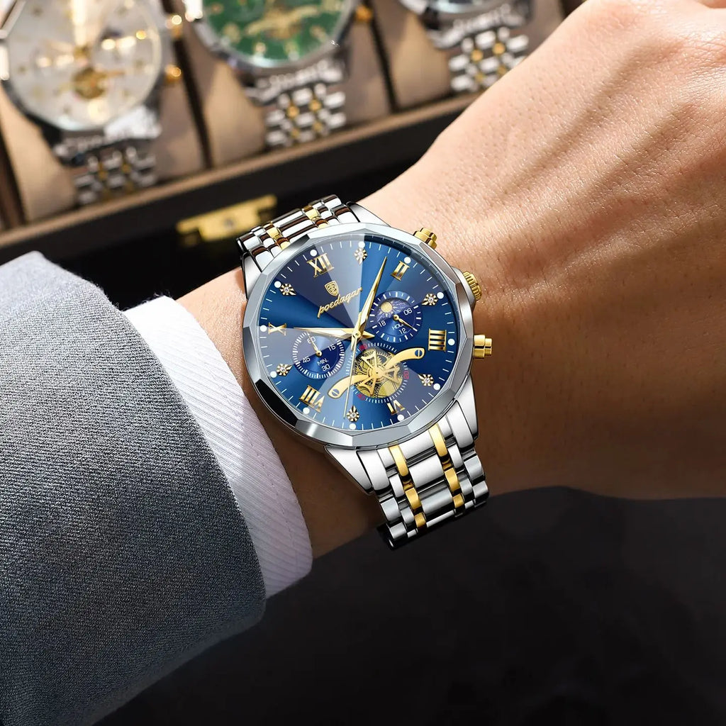 Elevate Your Style with the Luxury Men's Waterproof Chronograph Watch Featuring a Luminous Dial and Durable Stainless Steel Design