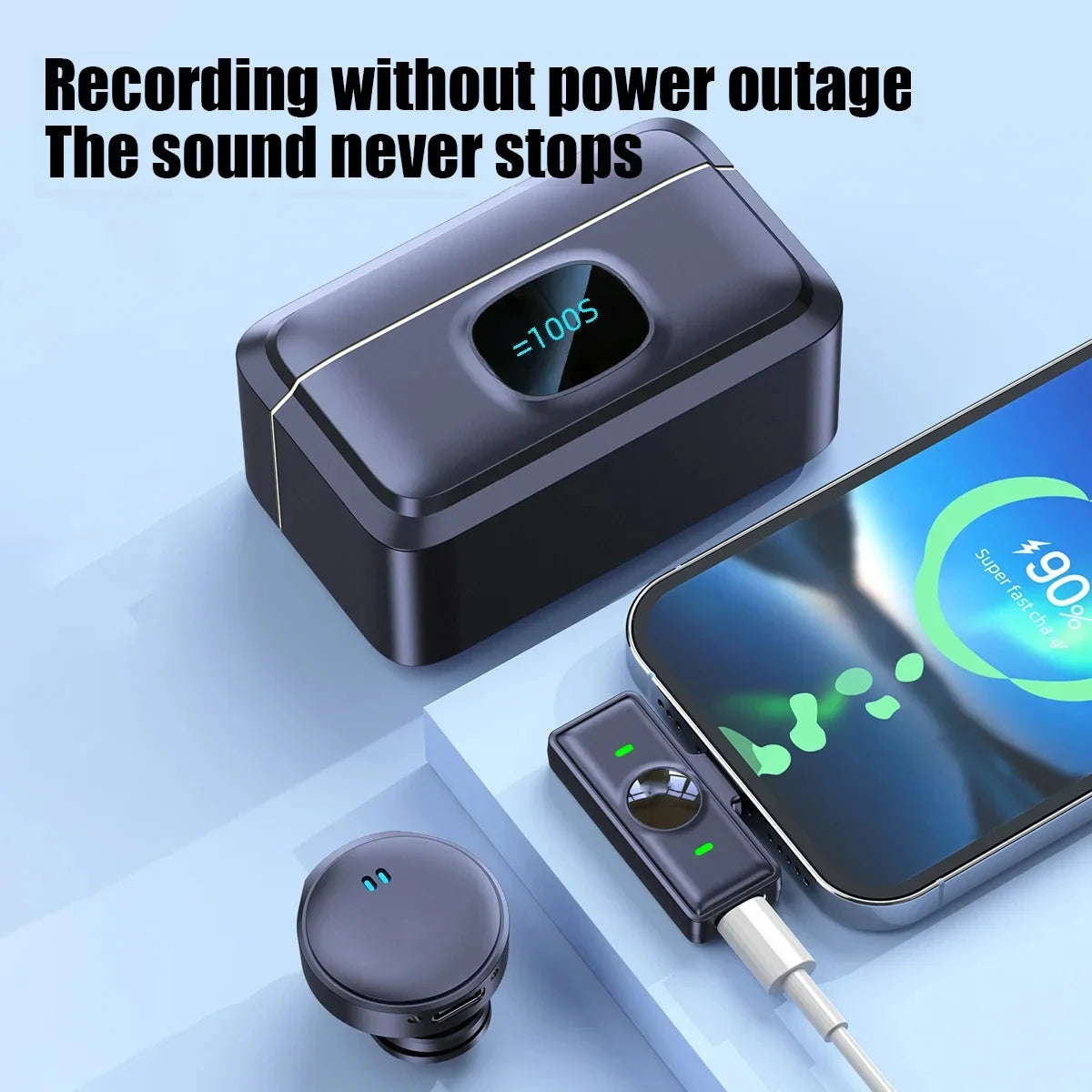 Micrófono Lavalier micrófono inalámbrico de 2,4 GHz micrófono de succión magnética con estuche de carga para grabación de vídeo Plug and Play Tu tienda rápida